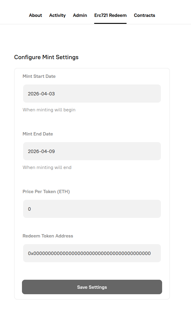 Configure Mint Settings