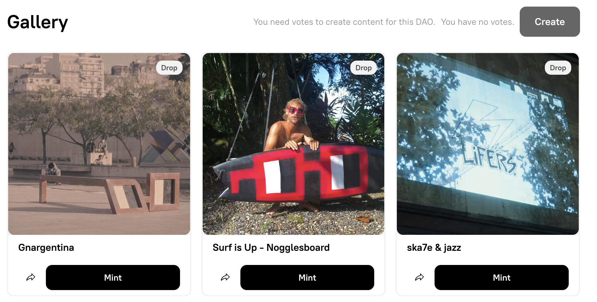 Droposals in Gallery