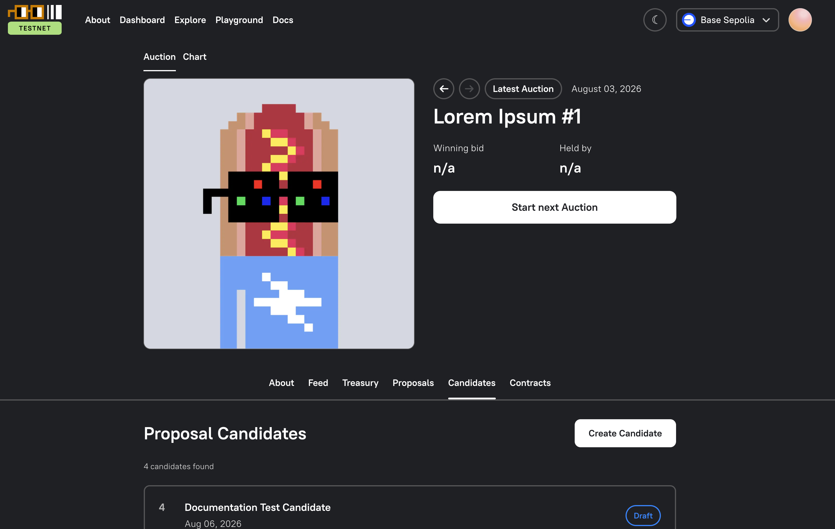 The Candidates tab showing proposal candidates and the Create Candidate button