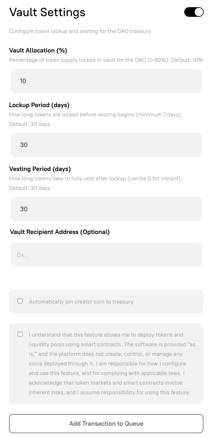 Advanced Vault Settings