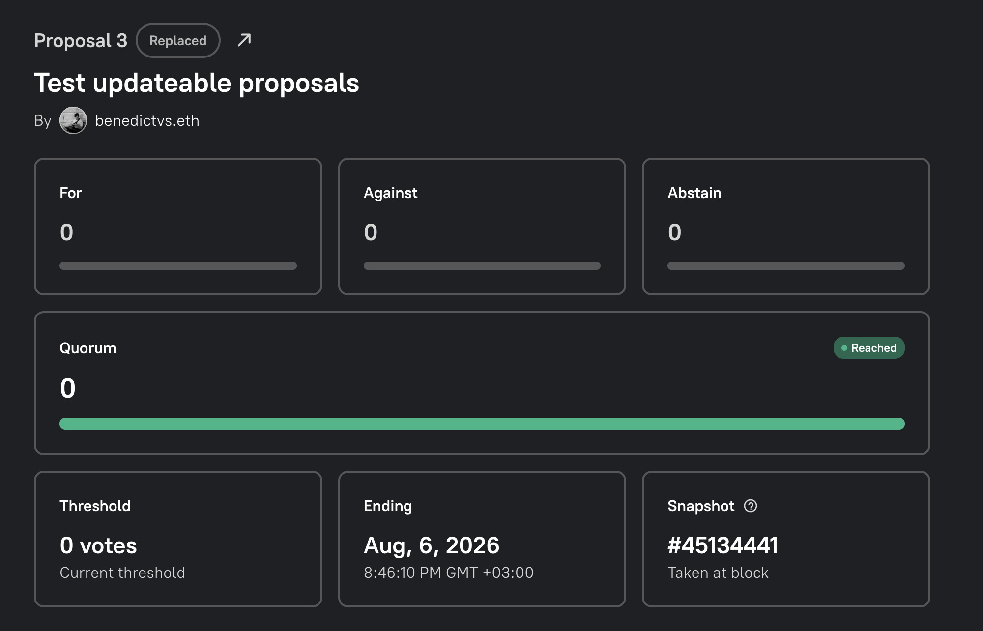 A previous proposal revision with a Replaced status