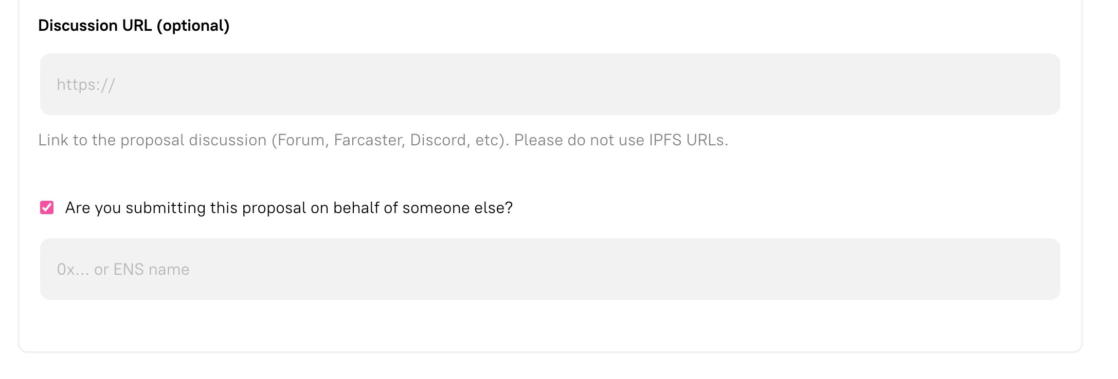 Submit on behalf of checkbox and address field