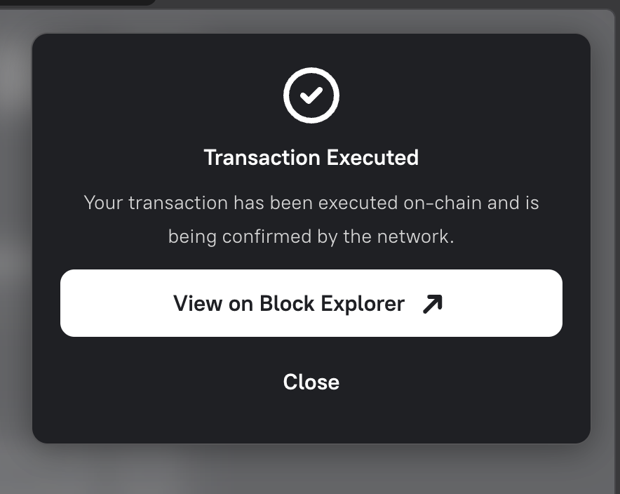 Confirmation that a Safe transaction has been executed